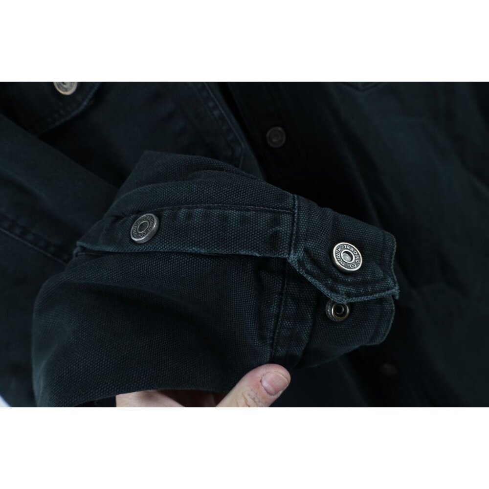 Duluth Trading Co Mens Large Distressed Fleece Lined Canvas Button Shirt Jacket - Picture 8 of 16